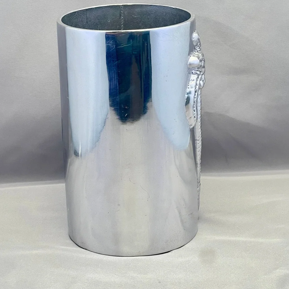 Mariposa Wine Chiller Bottle Coaster Silver Palm Tree Recycled Aluminum Exc
